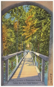 Trail 1, entrance to suspension bridge, Turkey Run State Park, Indiana