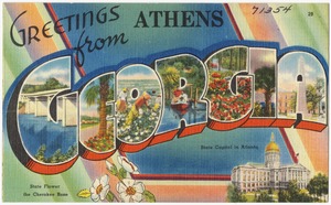 Greetings from Athens Georgia -- state flower the Cherokee Rose, state capitol in Atlanta