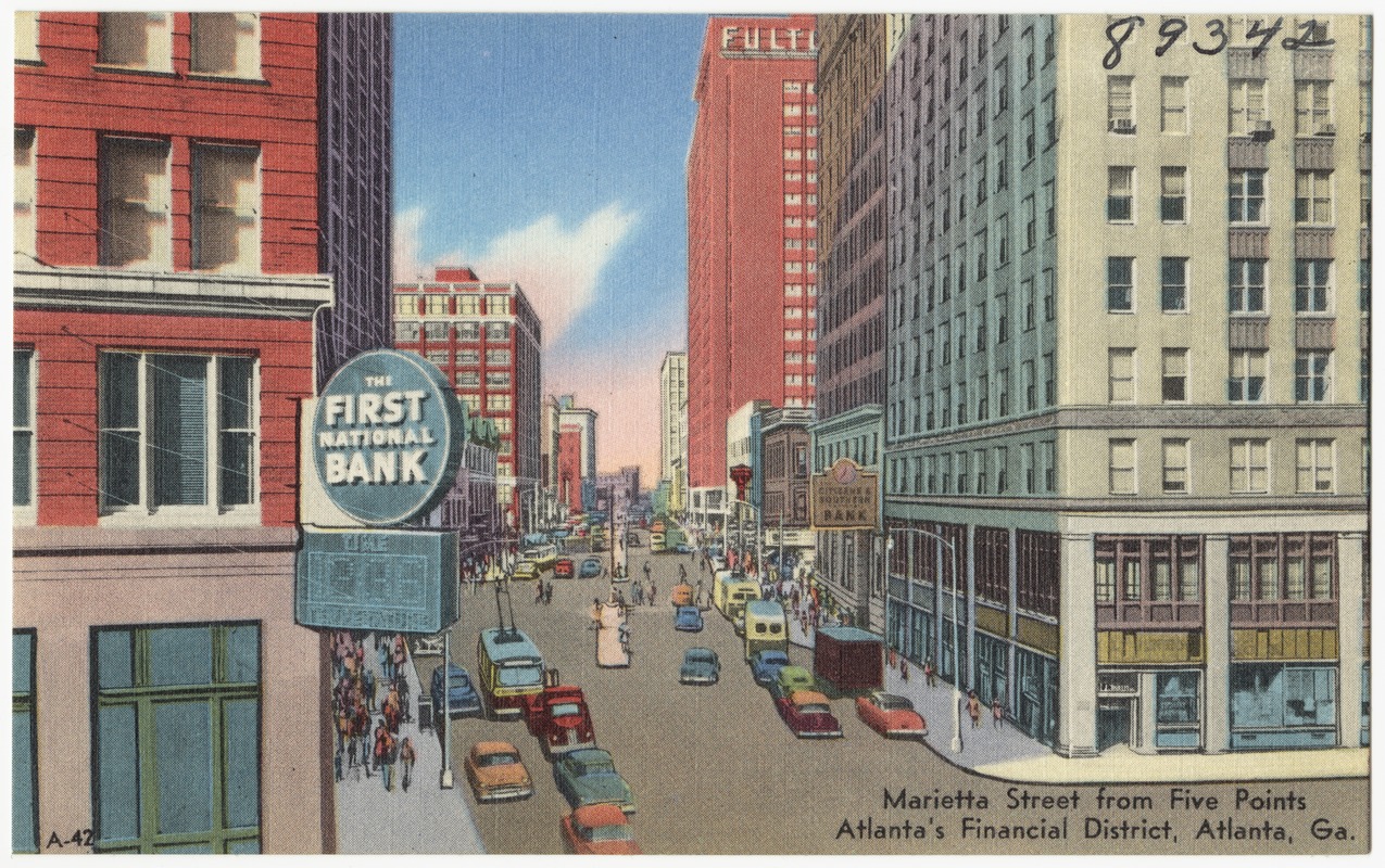 Marietta Street from Five Points, Atlanta's financial district, Atlanta, Ga.