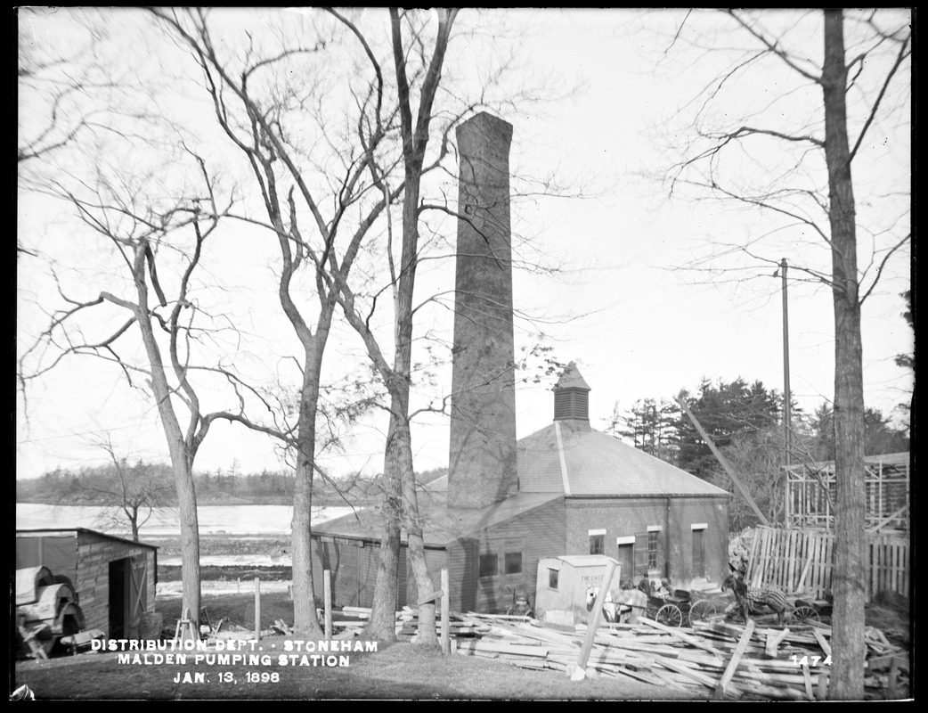 Distribution Department, Malden Pumping Station, eastern shore north of Melrose Pumping Station, Stoneham, Mass., Jan. 13, 1898
