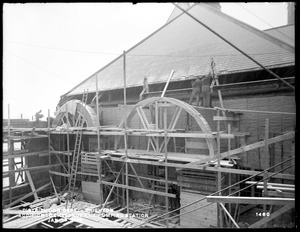 Distribution Department, Chestnut Hill High Service Pumping Station, rebuilding of old west wall, from the southeast corner of addition, Brighton, Mass., Jan. 15, 1898
