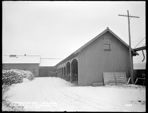 Distribution Department, Chestnut Hill Pumping Station, open shed for storage of wagons, Brighton, Mass., Jan. 15, 1898