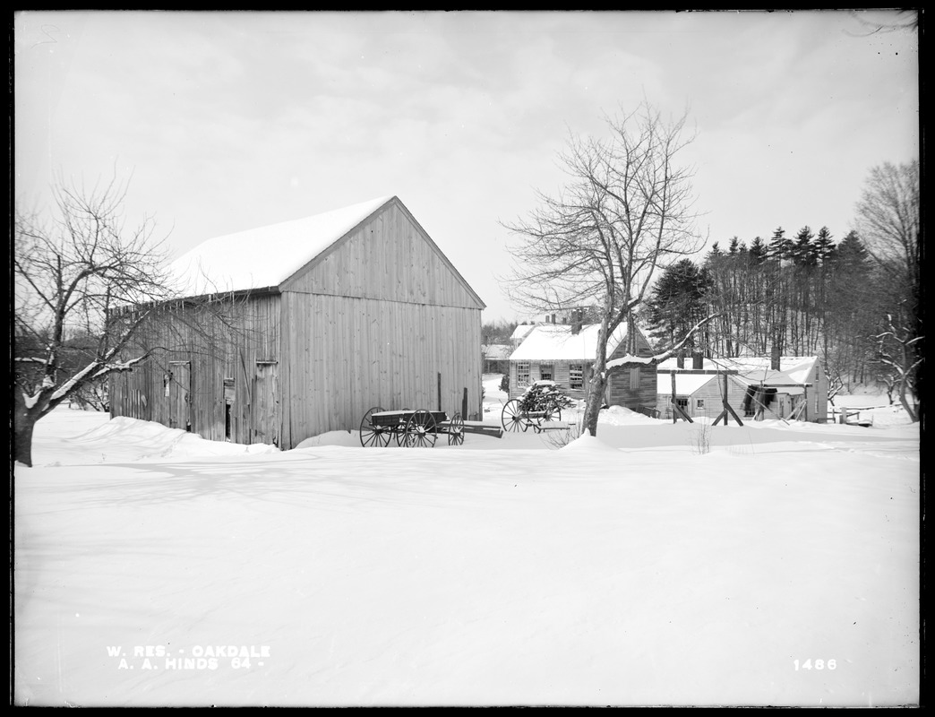 Wachusett Reservoir, A. A. Hinds' buildings, on the east side of North Main Street, near the corner of Waushaccum Street, from the northeast, Oakdale, West Boylston, Mass., Jan. 27, 1898