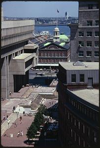 Part of City Hall - Faneuil Hall and Logan Airport in distance