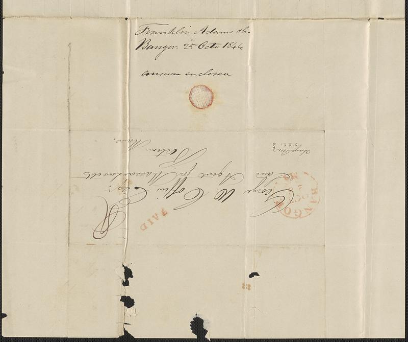 Franklin Adams to George Coffin, 25 October 1844 - Digital Commonwealth