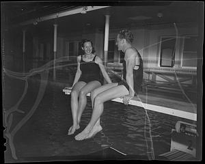 Two SC swimmers on diving board (1941)