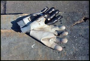 Pair of gloves on ground