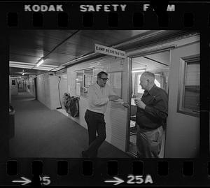 Hallway to camp registration, North Slope camp, Anchorage, Alaska