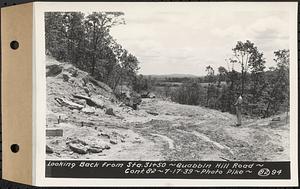 Contract No. 82, Constructing Quabbin Hill Road, Ware, looking back from Sta. 31+50, Ware, Mass., Jul. 17, 1939