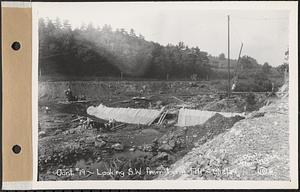 Contract No. 19, Dam and Substructure of Ware River Intake Works at Shaft 8, Wachusett-Coldbrook Tunnel, Barre, looking southwest from top of fill, Barre, Mass., Aug. 12, 1929