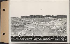 Contract No. 80, High Level Distribution Reservoir, Weston, site of dam 1 looking northwest from the southeast end at Sta. 19+50+/-, high level distribution reservoir, Weston, Mass., Aug. 4, 1939