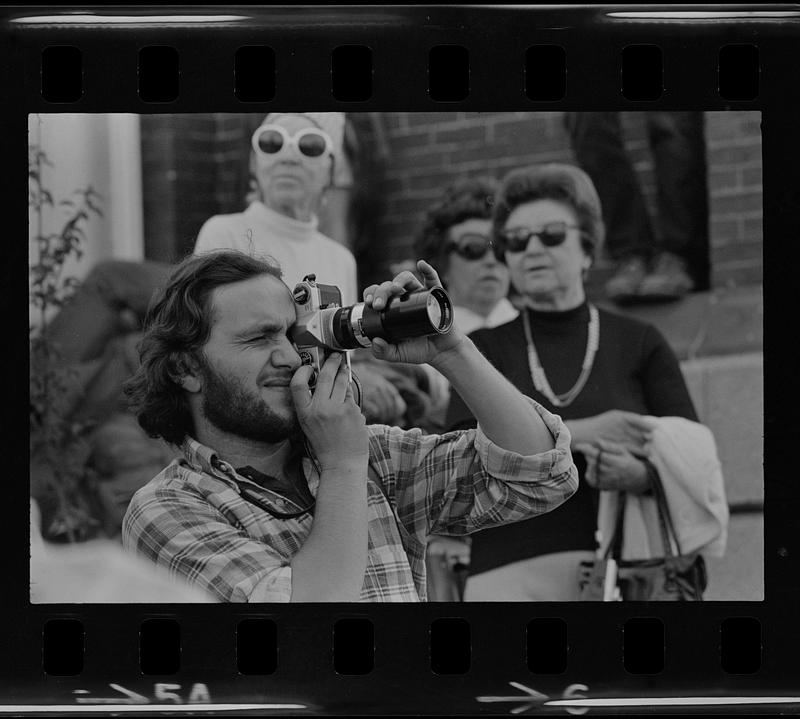 Photographer waiting for President Ford in Exeter, New Hampshire