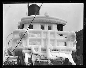 Ice covered pilot house