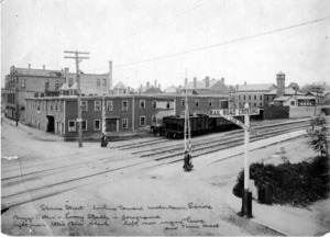 Railroad crossing on Spring Street.