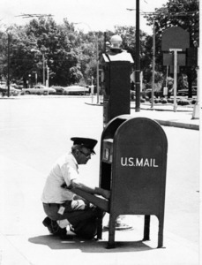 Mail carrier in Watertown Square.