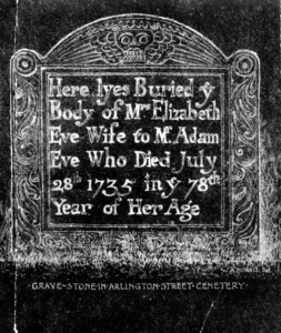 Grave marker of Elizabeth Eve.