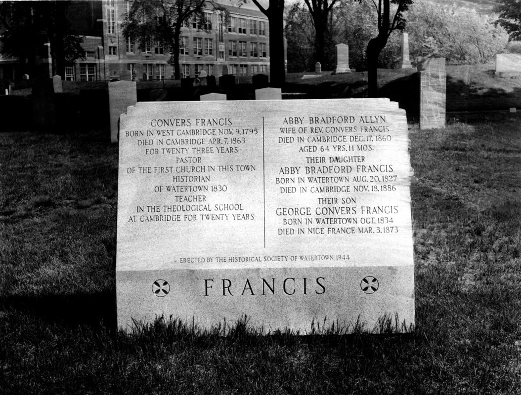 Grave marker of Reverend Convers Francis, his wife, daughter, and son.