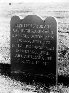 Slate grave marker of Captain Hugh Mason.