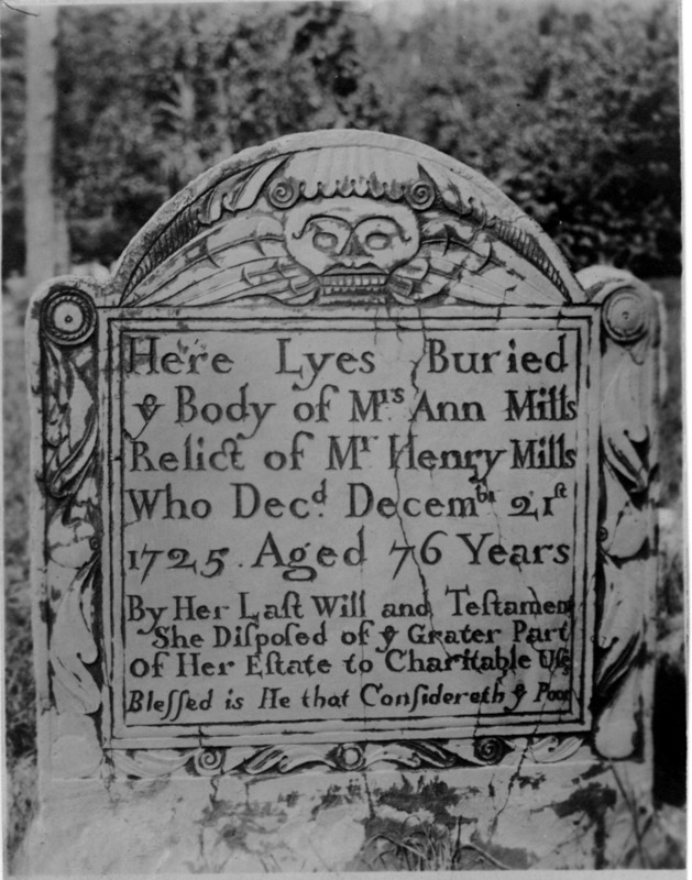 Grave marker of Mrs. Ann Mills.