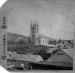 Stereopticon view of the First Parish Unitarian Church. 1869.