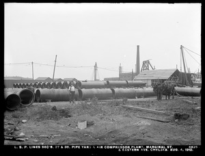 Distribution Department, Low Service Pipe Lines, Sections 37 and 38, pipe yard and air compressor plant, Marginal Street and Eastern Avenue, Chelsea, Mass., Aug. 4, 1910