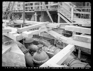 Distribution Department, Low Service Pipe Lines, relocation of 48-inch main over subway in Harvard Square, Cambridge, Mass., Oct. 4, 1910