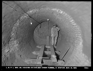 Distribution Department, Low Service Pipe Lines, Section 38, heading in Chelsea Creek tunnel, East Boston, Mass., Nov. 18, 1910