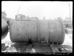 Electrolysis, 48-inch pipe No. 403 pitted by electrolysis, Boylston Street; laid September 1896, removed October 1910, Cambridge, Mass., Dec. 8, 1910