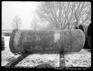 Electrolysis, 48-inch pipe No. 257 pitted by electrolysis, Boylston Street; laid September 1896, removed November 1910, Cambridge, Mass., Dec. 8, 1910