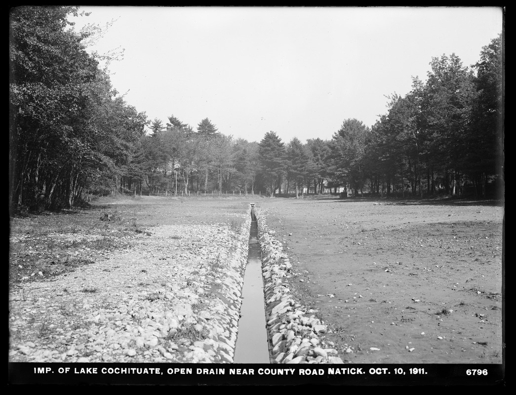 Sudbury Department, improvement of Lake Cochituate, open drain near county road, Natick, Mass., Oct. 10, 1911