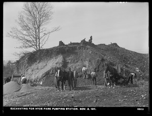 Distribution Department, Hyde Park Pumping Station, excavating, Hyde Park, Mass., Nov. 2, 1911