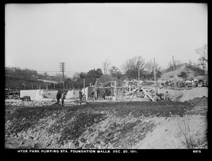 Distribution Department, Hyde Park Pumping Station, foundation walls, Hyde Park, Mass., Dec. 20, 1911