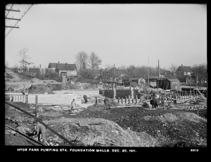 Distribution Department, Hyde Park Pumping Station, foundation walls, Hyde Park, Mass., Dec. 20, 1911