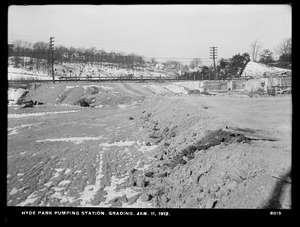 Distribution Department, Hyde Park Pumping Station, grading, Hyde Park, Mass., Jan. 11, 1912