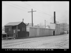 Distribution Department, Low Service Pipe Lines, engine and boiler house, Chelsea North Bridge, Charlestown, Mass., Apr. 5, 1912