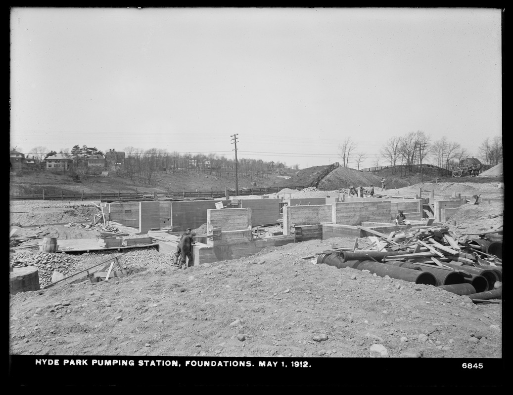 Distribution Department, Hyde Park Pumping Station, foundations, Hyde Park, Mass., May 1, 1912