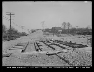 Distribution Department, Hyde Park Pumping Station, coal pocket and excavation for side track, Hyde Park, Mass., May 1, 1912