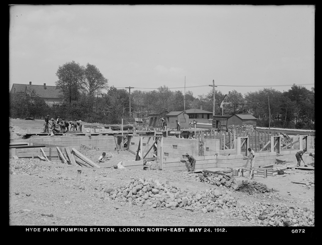 Distribution Department, Hyde Park Pumping Station, looking northeast, Hyde Park, Mass., May 24, 1912