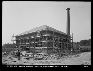 Distribution Department, Hyde Park Pumping Station, from the northeast, Hyde Park, Mass., Sep. 28, 1912