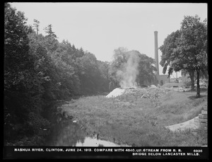 Wachusett Department, Nashua River, upstream from railroad bridge below Lancaster Mills (compare with No. 4540), Clinton, Mass., Jun. 24, 1913