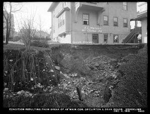 Distribution Department, break, condition resulting from break in 48-inch main, corner of Clinton and Dean Roads (lawn rear of A. C. Manson's house), Brookline, Mass., Dec. 4, 1913