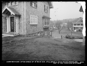 Distribution Department, break, lawn regraded after break in 48-inch main, corner of Clinton and Dean Roads (compare with No. 6946) (J. N. Manning's house), Brookline, Mass., Dec. 10, 1913