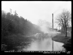 Wachusett Department, Nashua River, upstream from railroad bridge below Lancaster Mills (compare with No. 6935), Clinton, Mass., Apr. 1, 1914