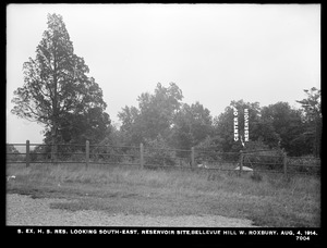 Distribution Department, Southern Extra High Service Bellevue Reservoir, looking southeast, reservoir site, Bellevue Hill, West Roxbury, Mass., Aug. 4, 1914
