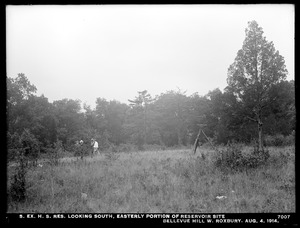 Distribution Department, Southern Extra High Service Bellevue Reservoir, looking south, easterly portion of reservoir site, Bellevue Hill, West Roxbury, Mass., Aug. 4, 1914