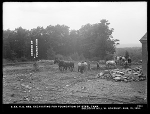 Distribution Department, Southern Extra High Service Bellevue Reservoir, excavating for foundation of steel tank, Bellevue Hill, West Roxbury, Mass., Aug. 19, 1914