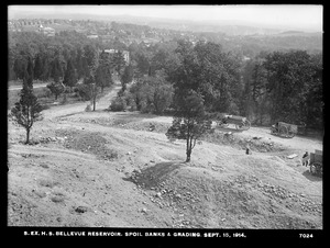 Distribution Department, Southern Extra High Service Bellevue Reservoir, spoil banks and grading, Bellevue Hill; from Water Tower, West Roxbury, Mass., Sep. 15, 1914