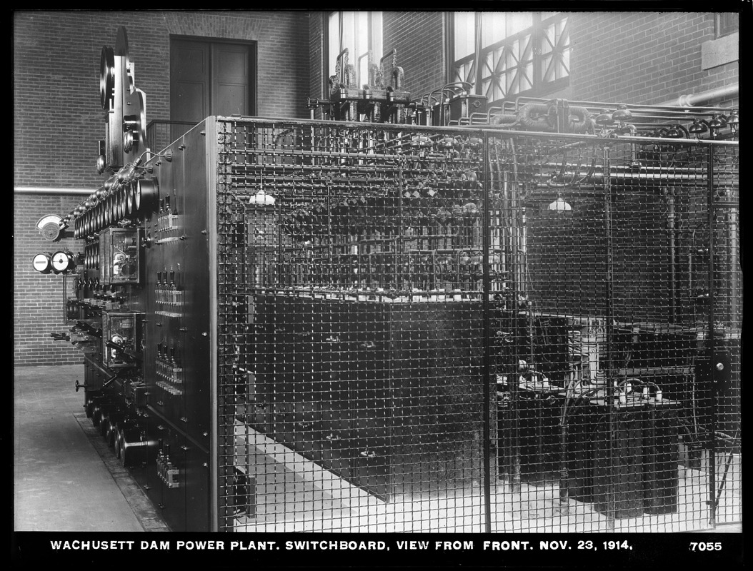 Wachusett Department, Wachusett Dam Hydroelectric Power Plant, switchboard, view from front, Clinton, Mass., Nov. 23, 1914