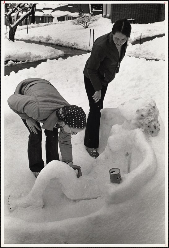 Students - outdoors - snow sculpture