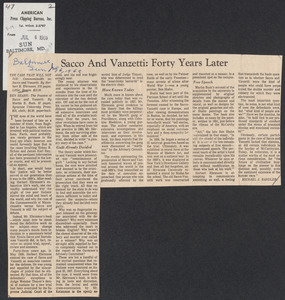 Herbert Brutus Ehrmann Papers, 1906-1970. Sacco-Vanzetti. Reviews, 1969. Box 8, Folder 19, Harvard Law School Library, Historical & Special Collections
